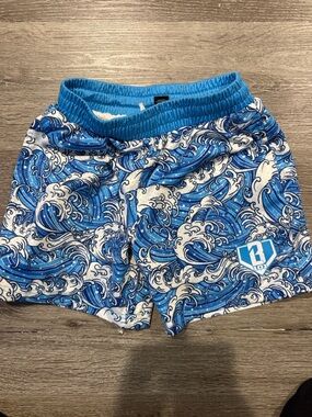 Blue Wave Print Kids Shorts
